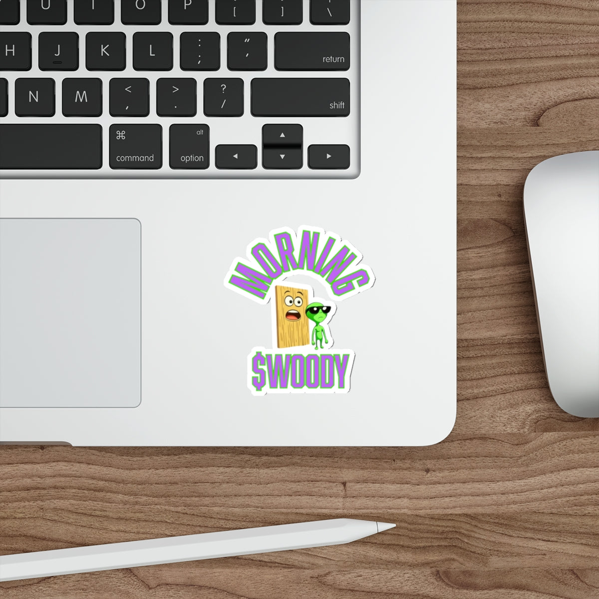 Morning $WOODY Die-Cut water resistant stickers